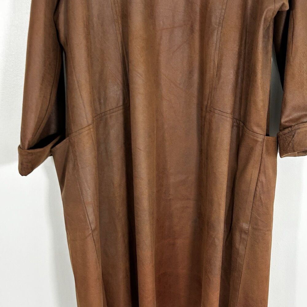 Soft Surroundings Faux Suede Duster Jacket Size 1X Brown Coat Open Front Pockets - Picture 10 of 10